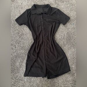 Black Textured Romper